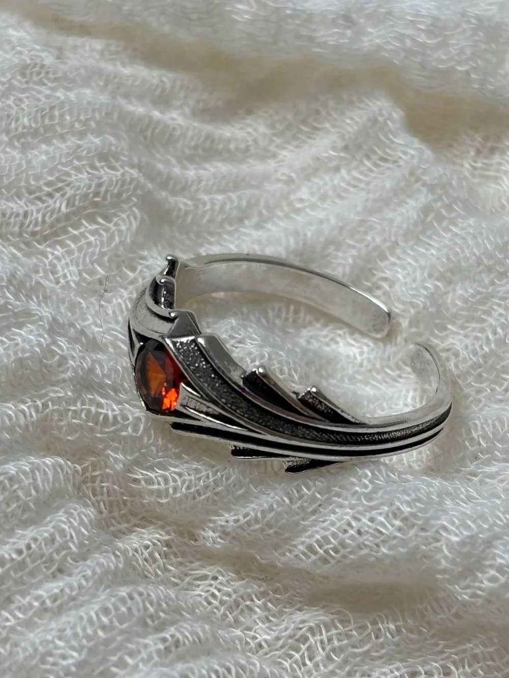 Sterling Silver Garnet Accent Open Ring - Women Jewelry, Size 9